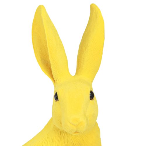 Floristik24 Kanin gul sittande påskhare dekoration flockade 16×13×35cm