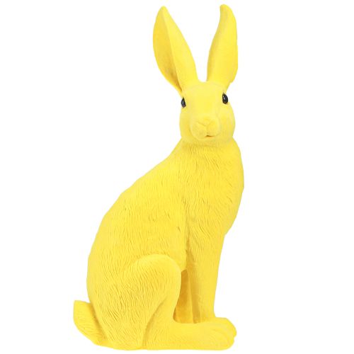 Floristik24 Kanin gul sittande påskhare dekoration flockade 16×13×35cm