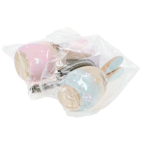 Floristik24 Kanin med fjäder för att hänga upp rosa, blå 9cm - 9,5cm