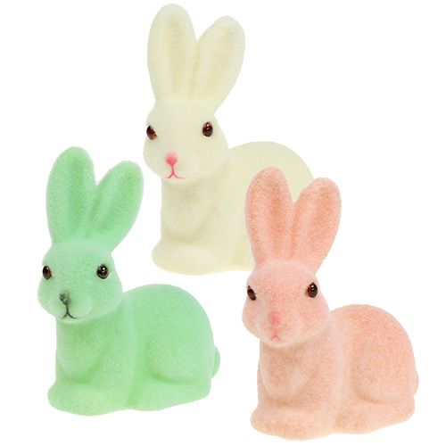 Floristik24 Bunny flockade 10,5 cm pastell 6st