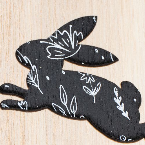 Artikel Träpåskägg att hänga, vita och svarta, 10 cm, 6 stycken