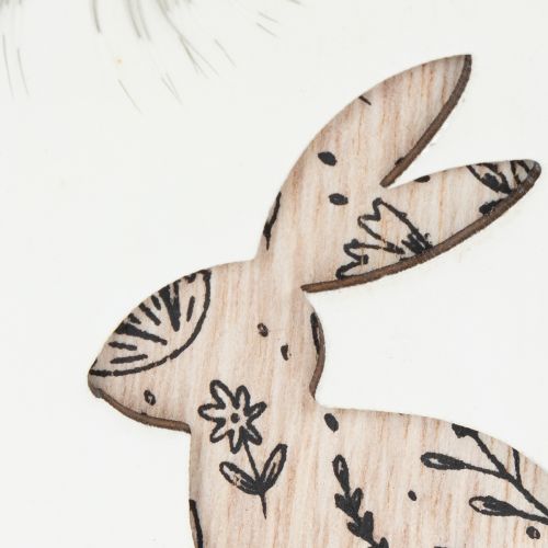 Artikel Träpåskägg att hänga, vita och svarta, 10 cm, 6 stycken