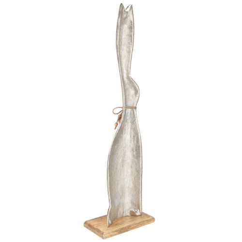 Artikel Dekorativt kaninsilver på träbotten – Elegant påskfigur med hjärthänge H60cm