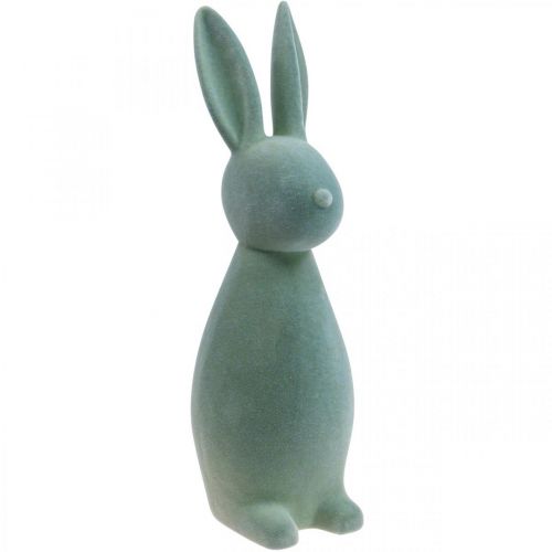 Dekorativ kanin dekorativ påskhare flockad grågrön H47cm