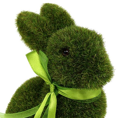 Floristik24 Sittande kaningrön flockad H15cm 3st