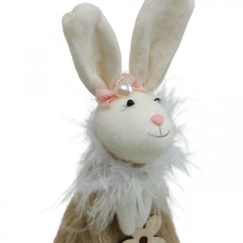 Artikel Påskhare gjord av tyg, vårdekoration, dekorativ kanin för upphängning av brun, naturlig H21cm 6st