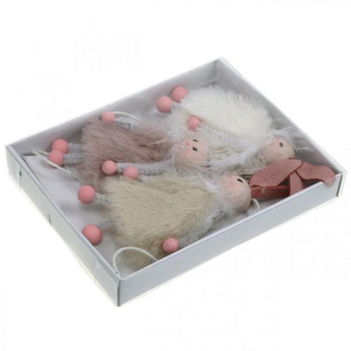 Floristik24 Kaniner, påskdekorationer, vårhängen, påskharar att hänga beige, rosa, vit H12,5cm 3st