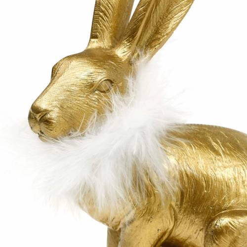 Floristik24 Påskharen med fjäderboa vårdekoration Bunny Golden påskdekoration
