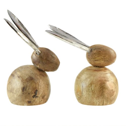 Artikel Kanin Trä Metall Natursilver H10/12,5cm 2 st