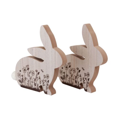 Artikel Bunny Wood Sittande Blommönster Naturlig Vit 24×24cm 2 st