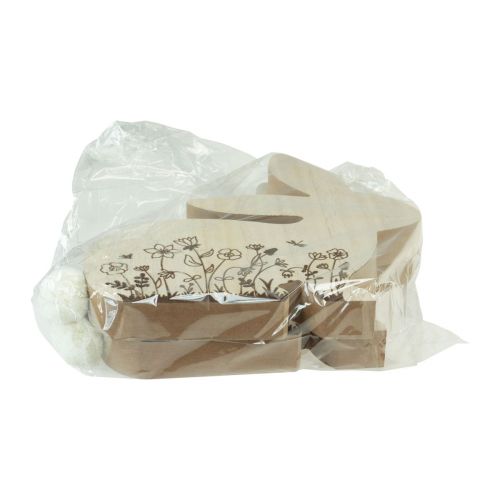 Artikel Bunny Wood Sittande Blommönster Naturlig Vit 24×24cm 2 st