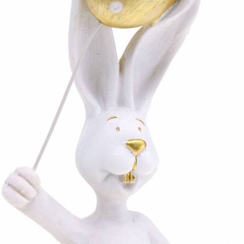 Floristik24 Påskhare med ballong stående vitguld H18cm 2st