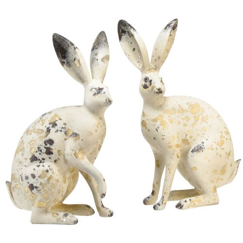 Floristik24 Kanin Sittande Vintage Guld Beige Bordsdekoration Påsk H35,5cm 2st