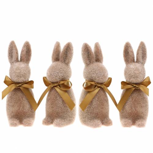 Floristik24 Kanin flockad ljusbrun 16cm 4st