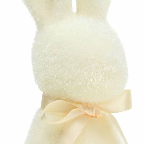 Floristik24 Kanin flockad vit kräm H30cm 2st