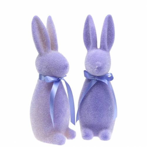 Floristik24 Kanin flockade lila lila H30cm 2st