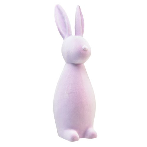 Floristik24 Påskhare dekoration stående kanin – 2:a val – flockad lila H47cm