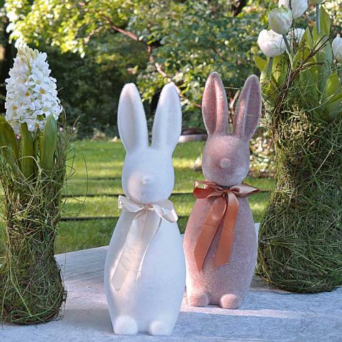 Floristik24 Flockad kanin brun H42cm