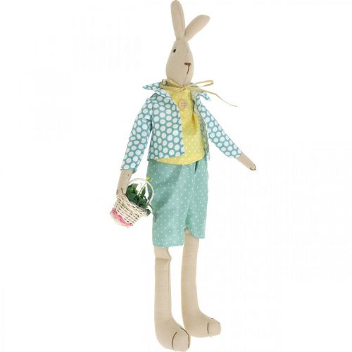 Artikel Tyg påskhare, kanin med kläder, påskdekoration, kaninpojke H46cm