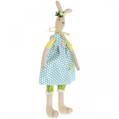 Artikel Uppstoppad kanin till påsk, påskhare med kläder, kanin tjej H43cm
