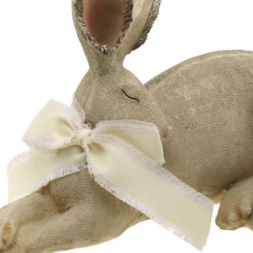 Floristik24 Påskhare liggande med rosett Polyresin Påskdekoration 28cm