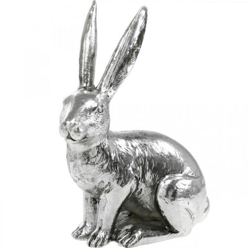 Floristik24 Påskhare sittande silverkanin figur bordsdekoration påsk 16,5cm