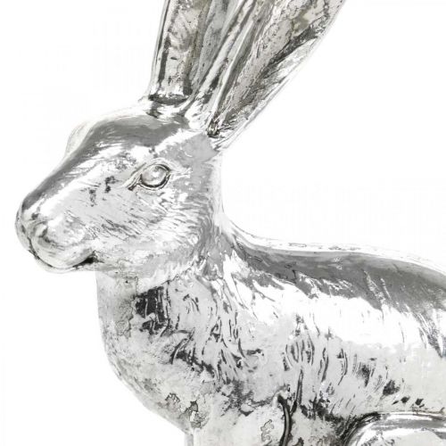 Floristik24 Påskhare sittande silverkanin figur bordsdekoration påsk 16,5cm