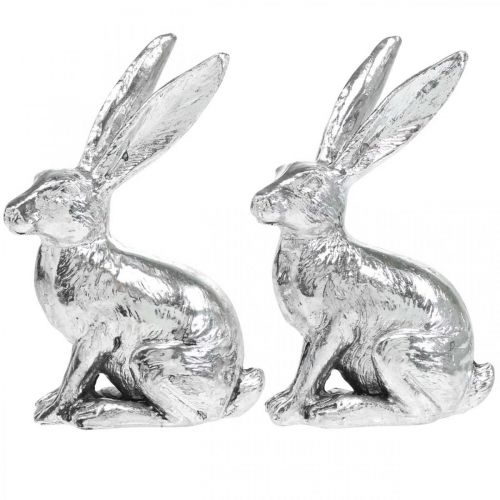 Artikel Påskhare Sittande Silverkanin Dekorfigur Påsk 13cm 2st