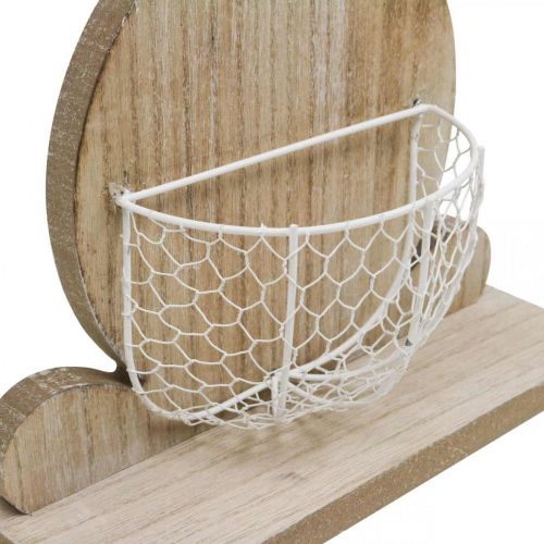 Floristik24 Träkanin med korg, vårdekoration, påskhare med växtkorg natur, vit H48cm