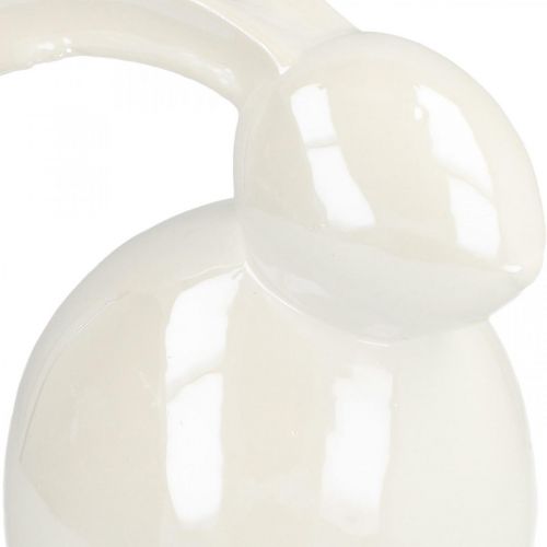 Floristik24 Dekorativ kanin, påskdekoration, keramik påskhare vit, pärlemor H9,5cm 4st
