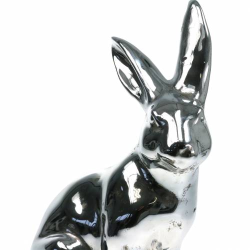 Floristik24 Kanin silver antik H35cm Stor dekorativ kanin för skyltfönster