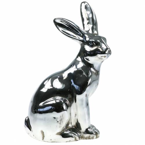 Floristik24 Kanin silver antik H35cm Stor dekorativ kanin för skyltfönster