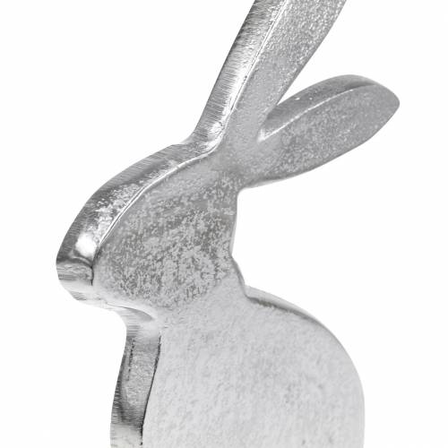 Floristik24 Kanin Silver Metall Trä Bas Påskhare Dekoration Påsk