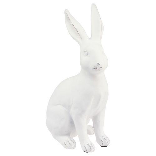 Floristik24 Kanin sittande dekorativ kanin konststen dekoration vit H27cm