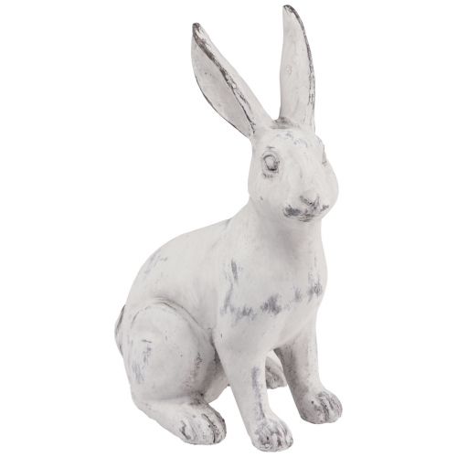 Floristik24 Kanin sittande kanin dekoration konststen vit grå H27,5cm