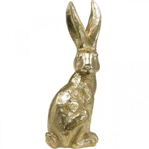 Floristik24 Dekorationskanin stor påskhare sittande guld 22×17×51,5cm
