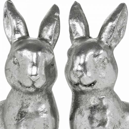 Artikel Dekorativ kanin sittande påskdekoration silver vintage H13cm 2 st