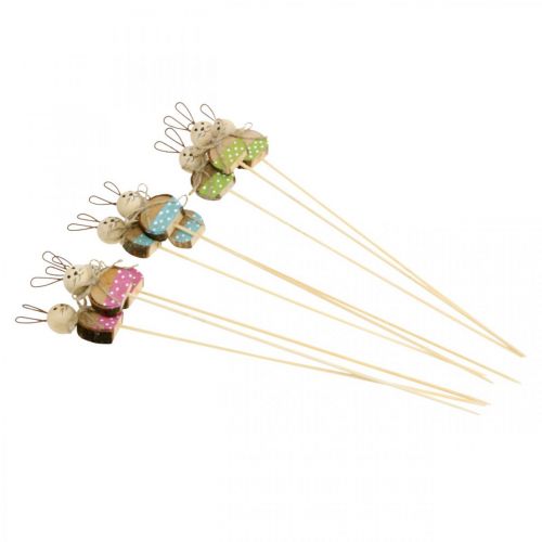 Floristik24 Kanin blomplugg trä rost dekoration Påskhare på pinne 8cm 9 st