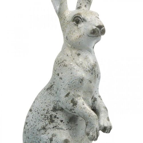 Artikel Dekorativ kanin till påsk, vårdekoration i betonglook, trädgårdsfigur med guldaccenter, shabby chic H42cm