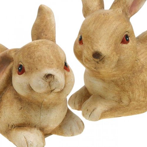 Floristik24 Påskhare liggande brun keramik kanin par dekorativ figur 15,5 cm 2st
