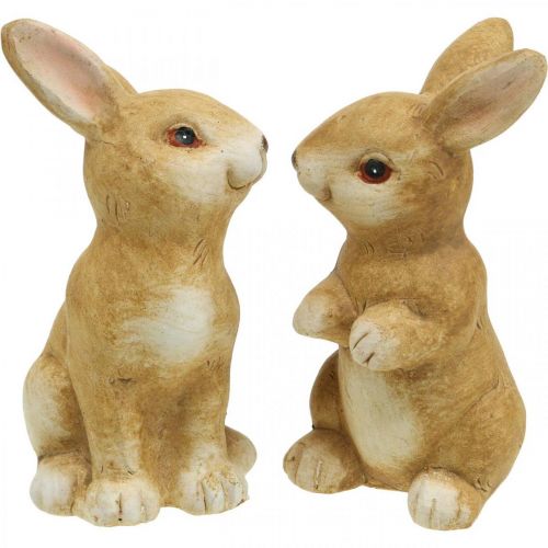 Artikel Kanin sittande, keramisk dekoration, påsk, par kaniner brun H15cm set om 2