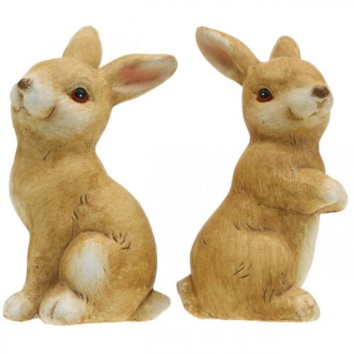 Artikel Kanin sittande, keramisk dekoration, påsk, par kaniner brun H15cm set om 2