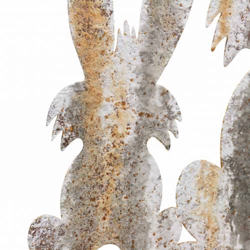 Artikel Påskdekoration kanin med barn att sticka rost björk look metall 25 × 32cm