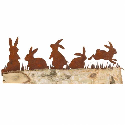 Floristik24 Kaninfamiljrost på träbjörk 25cm H9cm