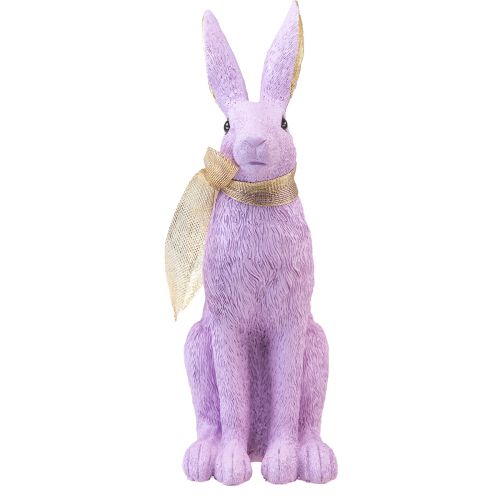Floristik24 Kaninfigur påskharen dekorativ kanin sittande lila guld H35cm