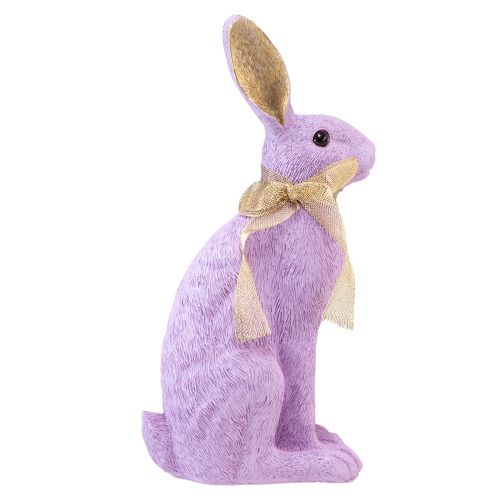 Floristik24 Kaninfigur påskharen dekorativ kanin sittande lila guld H35cm