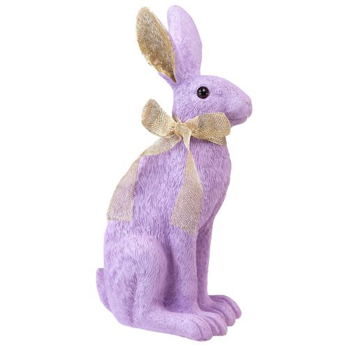 Floristik24 Kaninfigur påskharen dekorativ kanin sittande lila guld H35cm