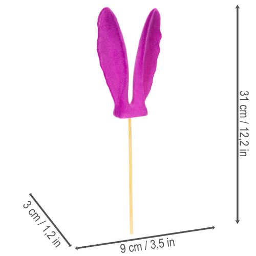 Artikel Kaninöron flockad påskdekoration på pinne som stämningsfulla blomsterplockare 31 cm 4 st