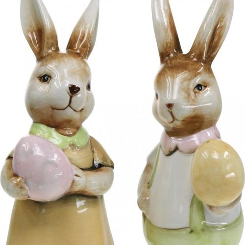 Floristik24 Deco påskharar med ägg, påskdekorationsharar, keramik, H24cm 2st