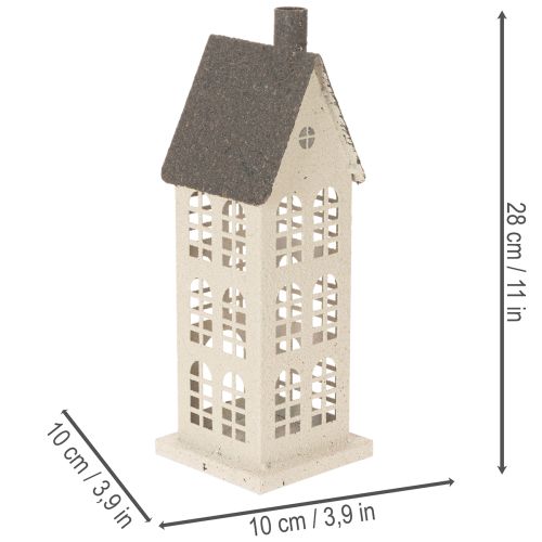 Dekorativt metallhus med fönster och öppen spis, 28 cm | Floristik24.se